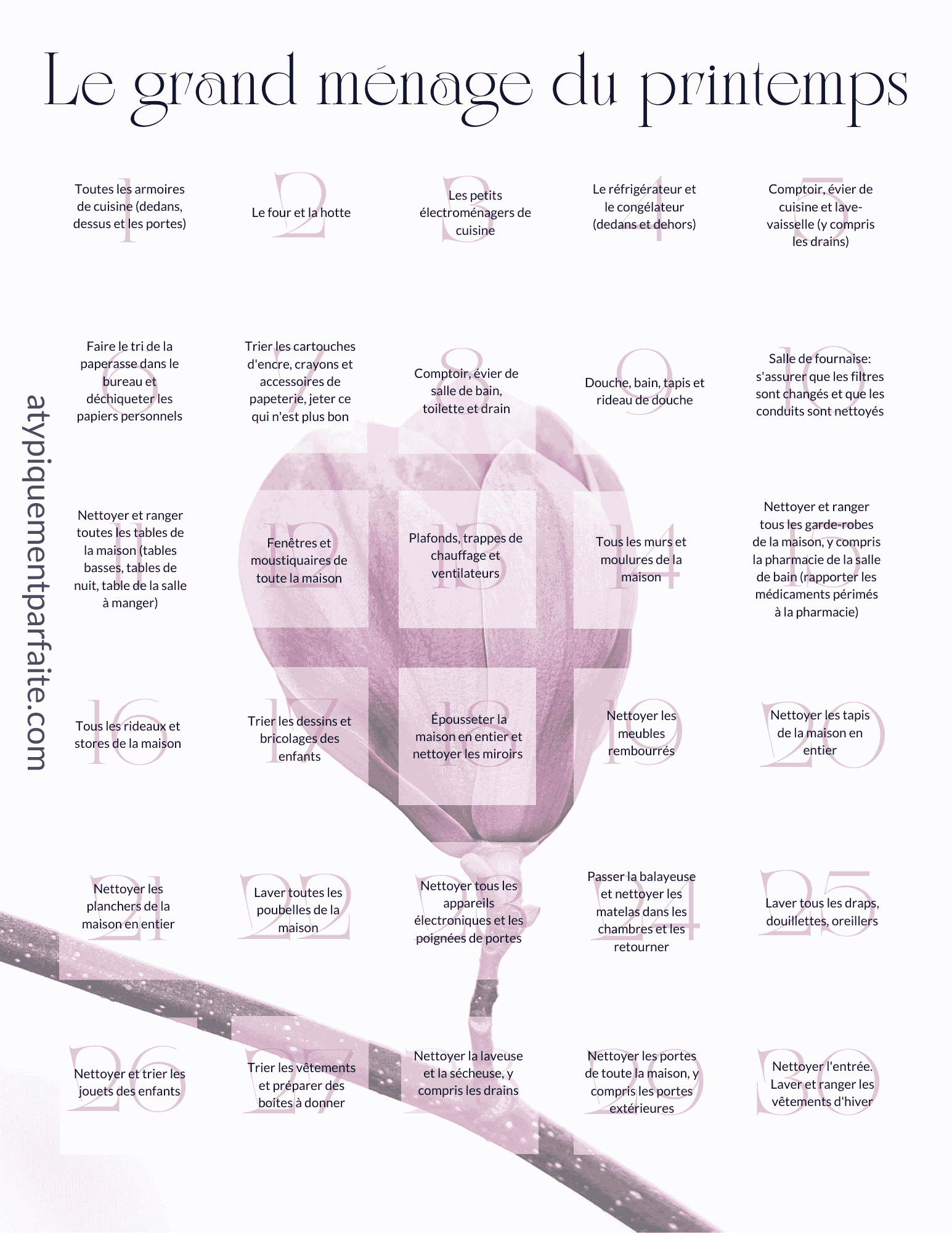 Liste de 30 items à épurer au printemps