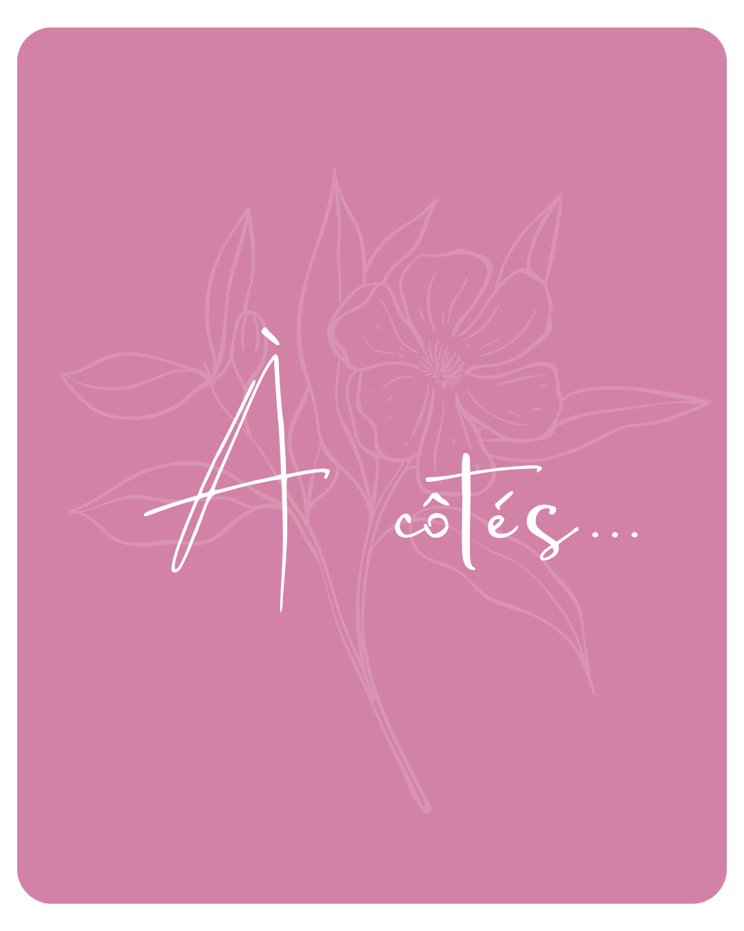 Rectangle rose avec fleur en ton sur ton. À côtés