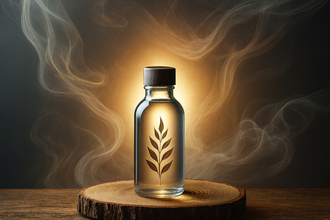 Bouteille dans un environnement mystique
