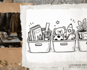 Scrapbooking, bacs de tri, clé